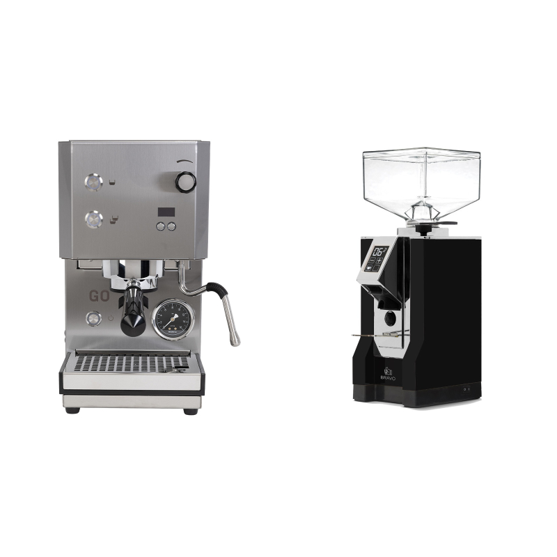 Profitec GO 2.0, brushed stainless steel + Eureka Mignon Bravo, CR black Profitec GO 2.0, brushed stainless steel + Eureka Mignon Bravo, CR black