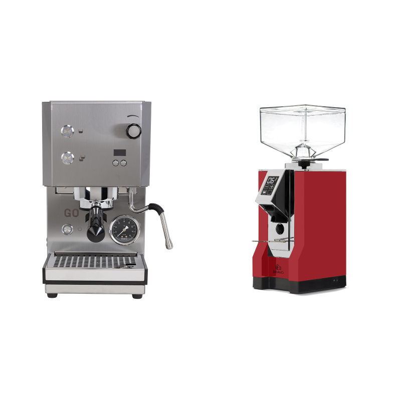 Profitec GO 2.0, brushed stainless steel + Eureka Mignon Bravo, CR ferrari red Profitec GO 2.0, brushed stainless steel + Eureka Mignon Bravo, CR ferrari red