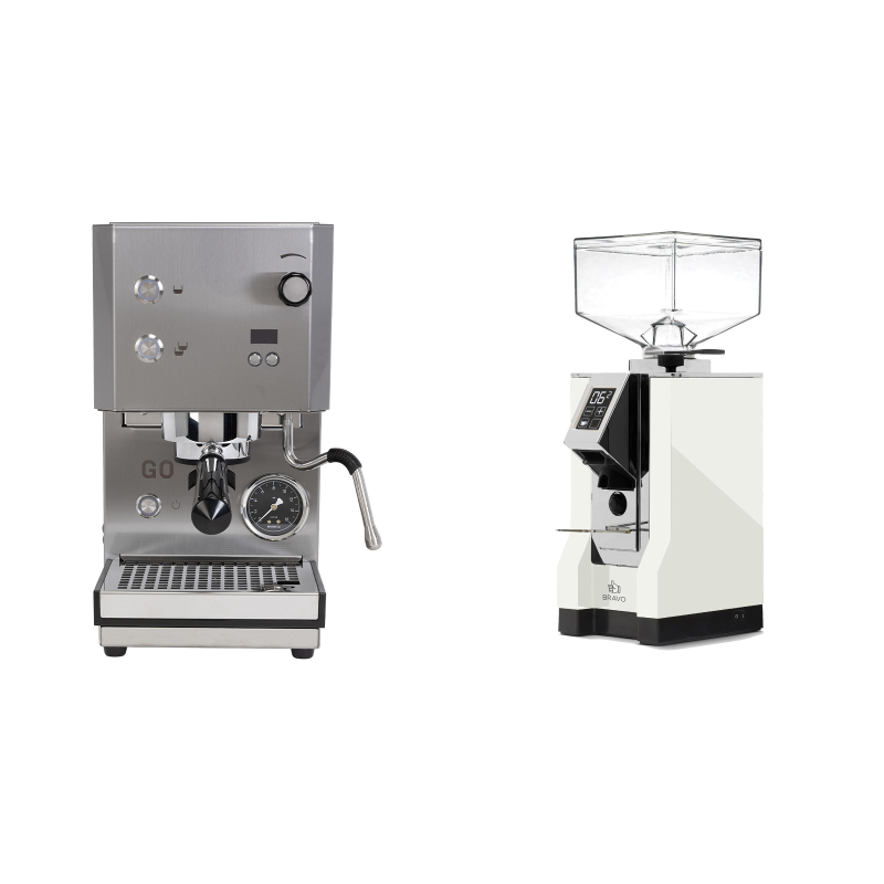 Profitec GO 2.0, brushed stainless steel + Eureka Mignon Bravo, CR white Profitec GO 2.0, brushed stainless steel + Eureka Mignon Bravo, CR white