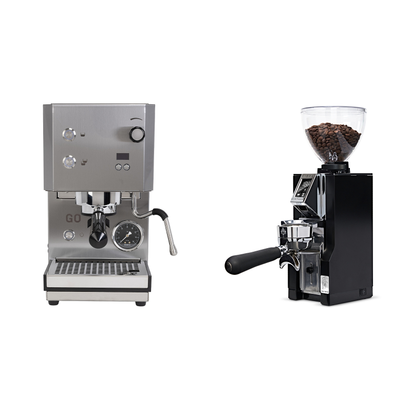 Profitec GO 2.0, brushed stainless steel + Eureka Mignon Libra 65 All Purpose, CR black Profitec GO 2.0, brushed stainless steel + Eureka Mignon Libra 65 All Purpose, CR black