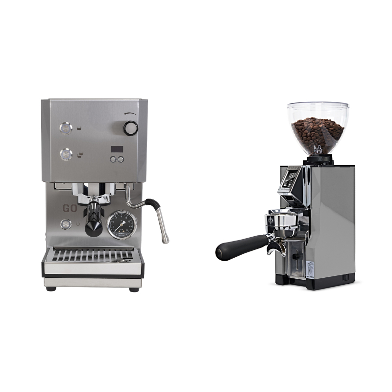 Profitec GO 2.0, brushed stainless steel + Eureka Mignon Libra 65 All Purpose, CR grey Profitec GO 2.0, brushed stainless steel + Eureka Mignon Libra 65 All Purpose, CR grey