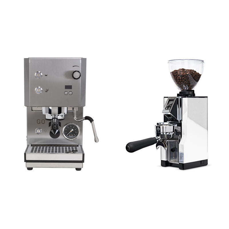 Profitec GO 2.0, brushed stainless steel + Eureka Mignon Libra 65 All Purpose, CR white Profitec GO 2.0, brushed stainless steel + Eureka Mignon Libra 65 All Purpose, CR white