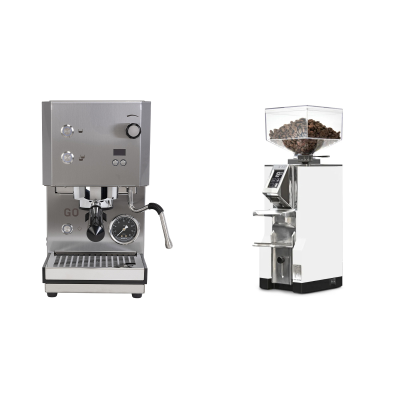 Profitec GO 2.0, brushed stainless steel + Eureka Mignon Libra, CR white Profitec GO 2.0, brushed stainless steel + Eureka Mignon Libra, CR white
