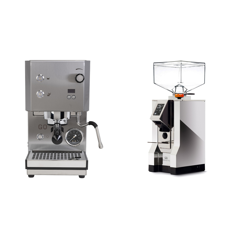 Profitec GO 2.0, brushed stainless steel + Eureka Mignon Perfetto, CR chrome Profitec GO 2.0, brushed stainless steel + Eureka Mignon Perfetto, CR chrome
