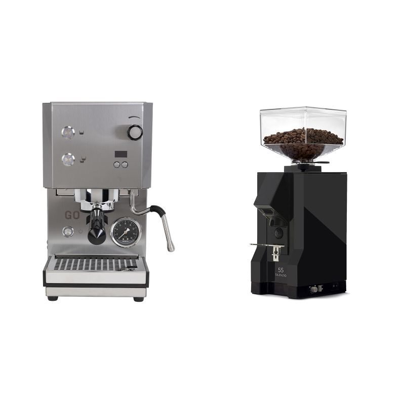 Profitec GO 2.0, brushed stainless steel + Eureka Mignon Silenzio 55, BL black Profitec GO 2.0, brushed stainless steel + Eureka Mignon Silenzio 55, BL black