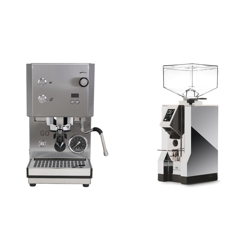 Profitec GO 2.0, brushed stainless steel + Eureka Mignon Specialita, CR chrome Profitec GO 2.0, brushed stainless steel + Eureka Mignon Specialita, CR chrome