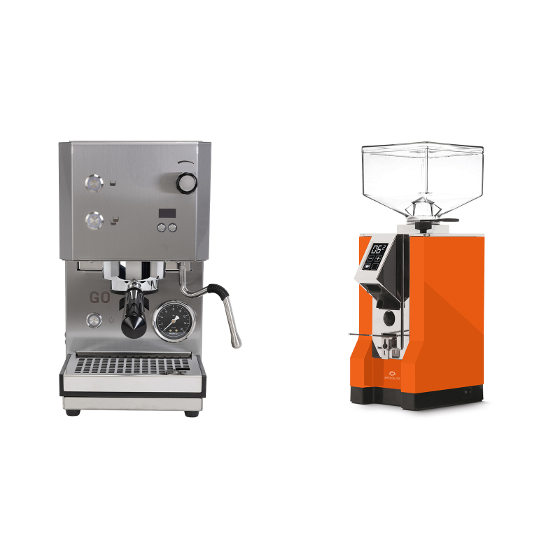 Profitec GO 2.0, brushed stainless steel + Eureka Mignon Specialita, CR orange Profitec GO 2.0, brushed stainless steel + Eureka Mignon Specialita, CR orange