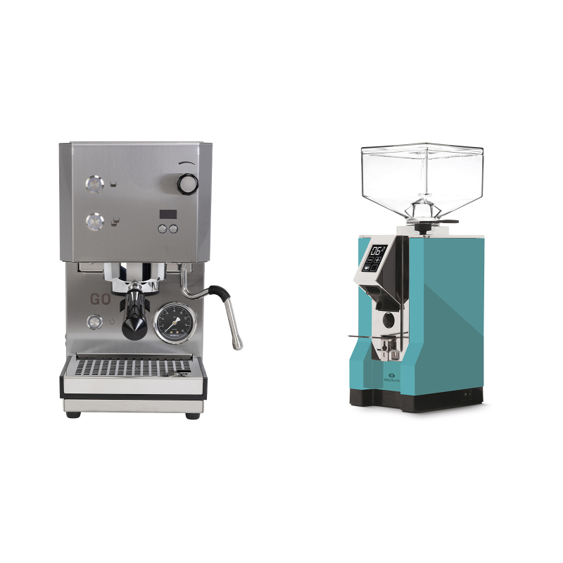 Profitec GO 2.0, brushed stainless steel + Eureka Mignon Specialita, CR tiffany blue Profitec GO 2.0, brushed stainless steel + Eureka Mignon Specialita, CR tiffany blue