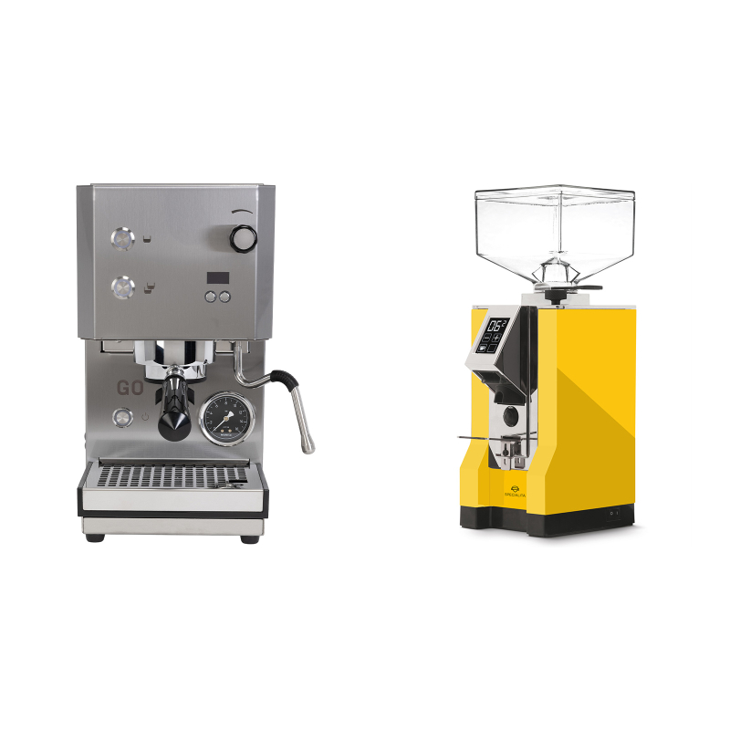 Profitec GO 2.0, brushed stainless steel + Eureka Mignon Specialita, CR yellow Profitec GO 2.0, brushed stainless steel + Eureka Mignon Specialita, CR yellow
