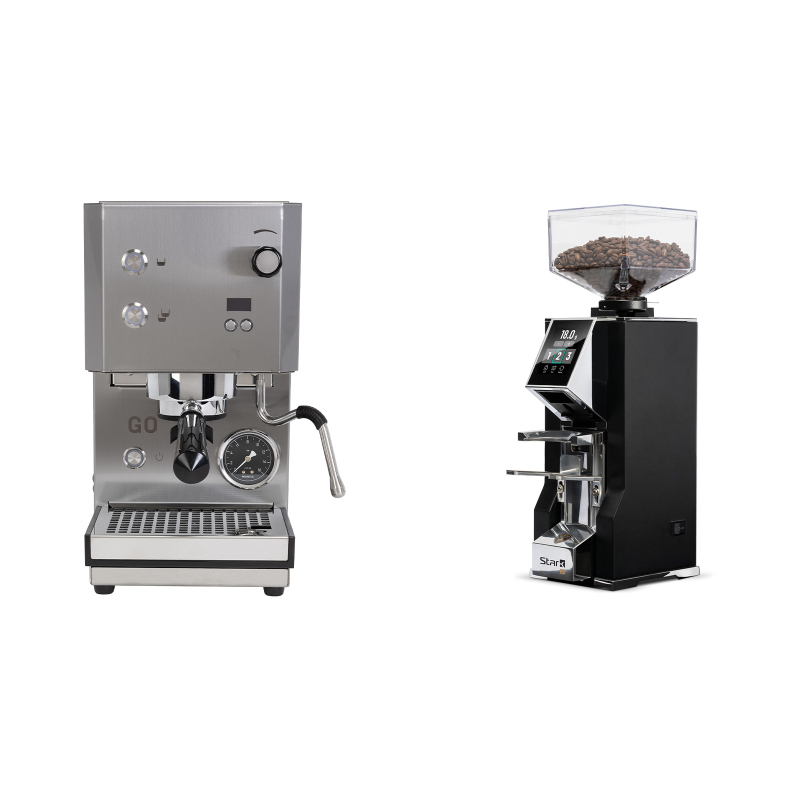 Profitec GO 2.0, brushed stainless steel + Eureka Mignon Stark W 65, CR black