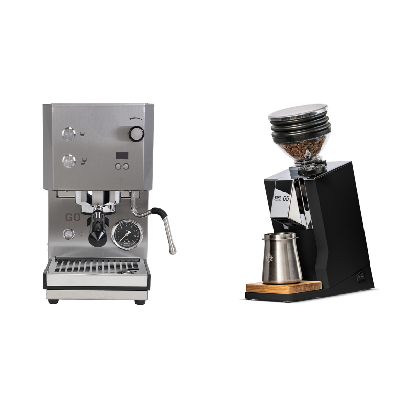 Profitec GO 2.0, brushed stainless steel + Eureka Mignon Zero 65 Speedy, CR black Profitec GO 2.0, brushed stainless steel + Eureka Mignon Zero 65 Speedy, CR black