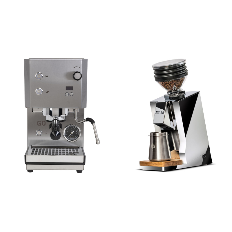 Profitec GO 2.0, brushed stainless steel + Eureka Mignon Zero 65 Speedy, CR chrome Profitec GO 2.0, brushed stainless steel + Eureka Mignon Zero 65 Speedy, CR chrome