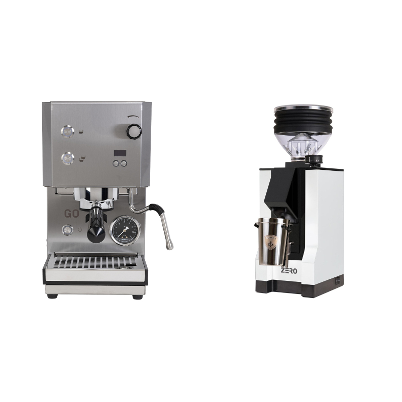 Profitec GO 2.0, brushed stainless steel + Eureka Mignon Zero, BL white Profitec GO 2.0, brushed stainless steel + Eureka Mignon Zero, BL white