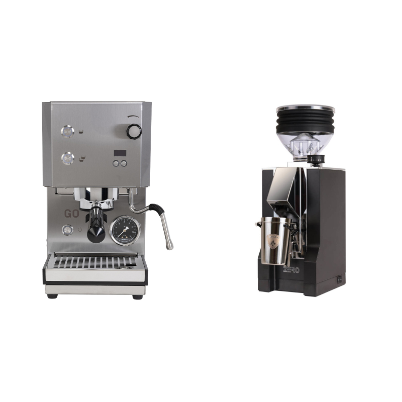 Profitec GO 2.0, brushed stainless steel + Eureka Mignon Zero, CR black Profitec GO 2.0, brushed stainless steel + Eureka Mignon Zero, CR black