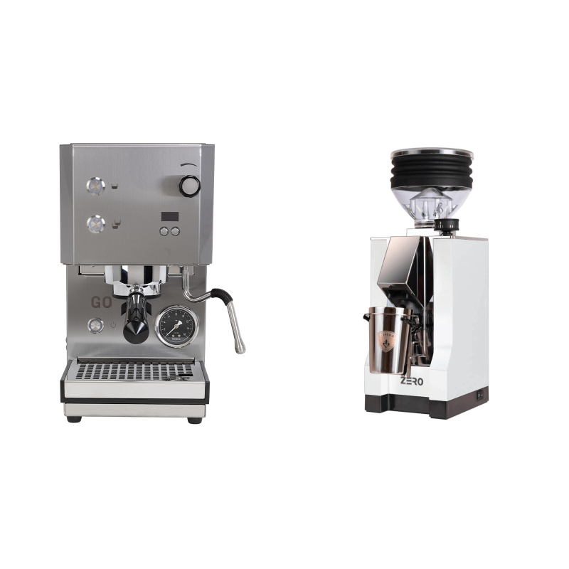 Profitec GO 2.0, brushed stainless steel + Eureka Mignon Zero, CR white Profitec GO 2.0, brushed stainless steel + Eureka Mignon Zero, CR white