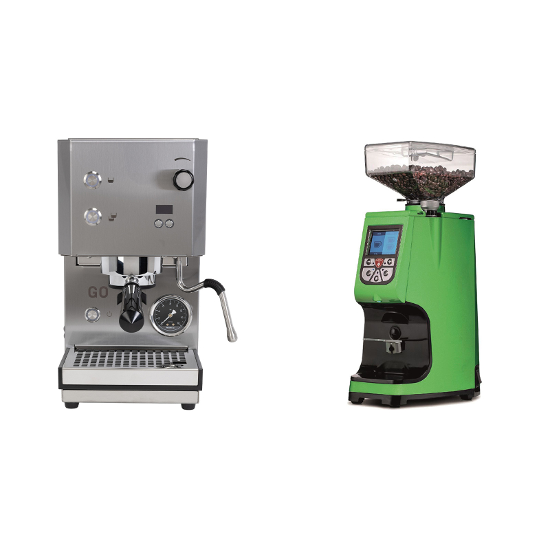 Profitec GO 2.0, brushed stainless steel + Eureka Atom 60, kawasaki green Profitec GO 2.0, brushed stainless steel + Eureka Atom 60, kawasaki green