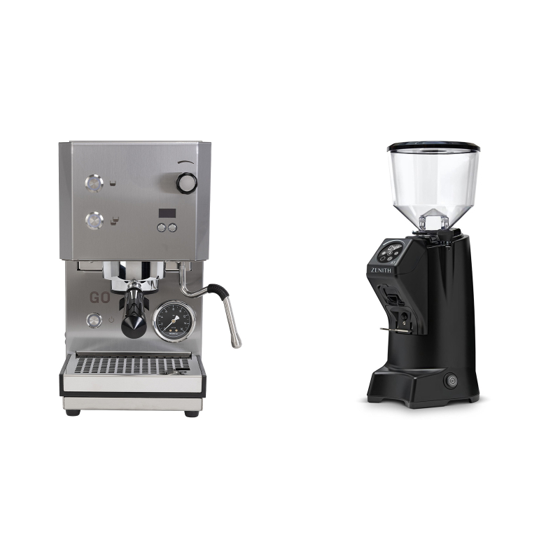 Profitec GO 2.0, brushed stainless steel + Eureka Zenith 65 Touch, black Profitec GO 2.0, brushed stainless steel + Eureka Zenith 65 Touch, black