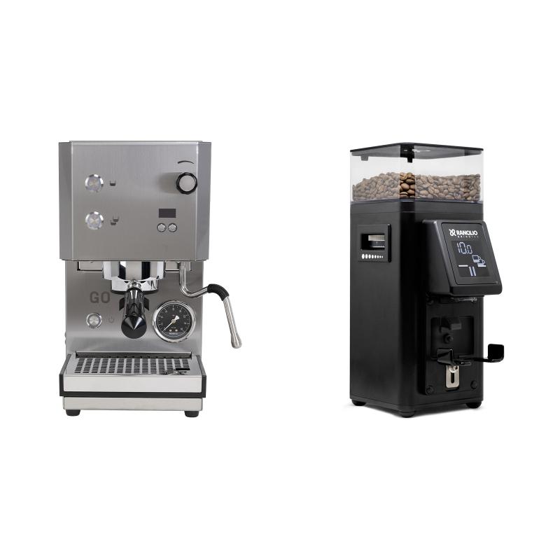 Profitec GO 2.0, brushed stainless steel + Rancilio STILE, black Profitec GO 2.0, brushed stainless steel + Rancilio STILE, black
