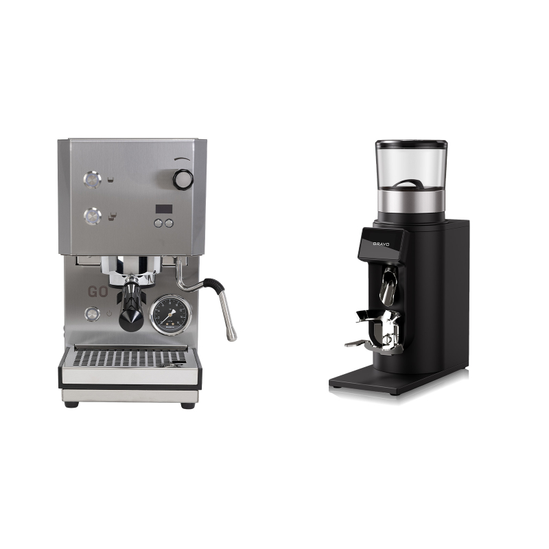 Profitec GO 2.0, brushed stainless steel + Rocket Espresso GRAVO, black Profitec GO 2.0, brushed stainless steel + Rocket Espresso GRAVO, black