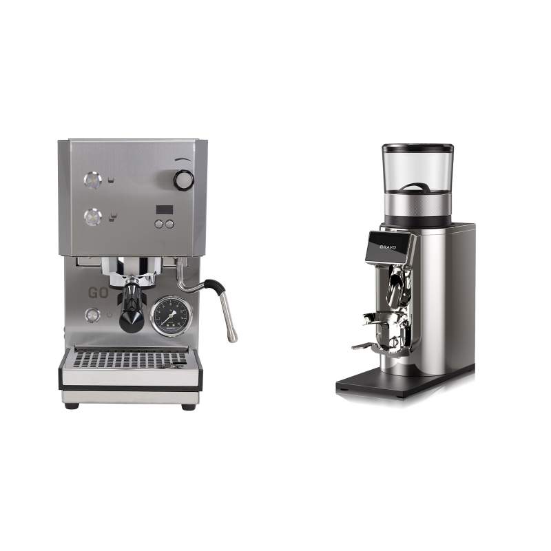 Profitec GO 2.0, brushed stainless steel + Rocket Espresso GRAVO, chrome Profitec GO 2.0, brushed stainless steel + Rocket Espresso GRAVO, chrome