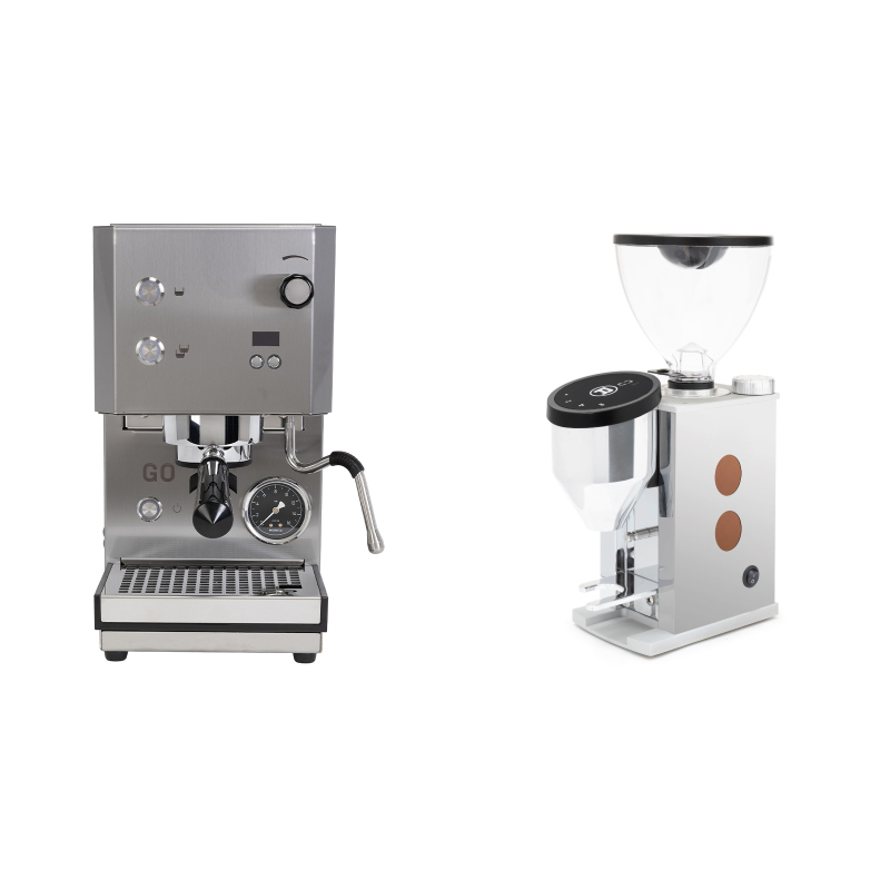 Profitec GO 2.0, brushed stainless steel + Rocket Espresso FAUSTINO 3.1, copper Profitec GO 2.0, brushed stainless steel + Rocket Espresso FAUSTINO 3.1, copper