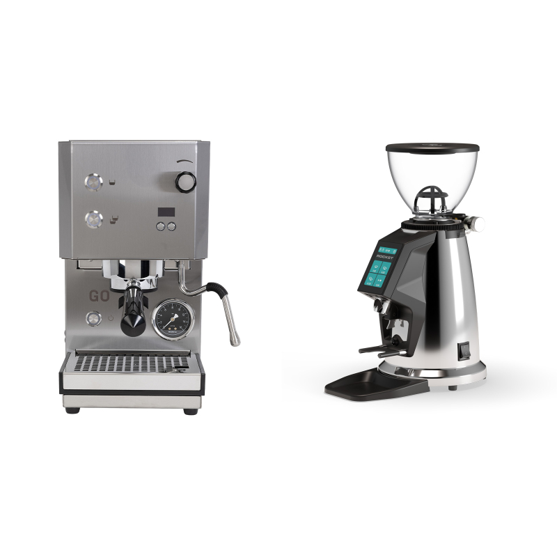 Profitec GO 2.0, brushed stainless steel + Rocket Espresso SPLUGA, chrome Profitec GO 2.0, brushed stainless steel + Rocket Espresso SPLUGA, chrome