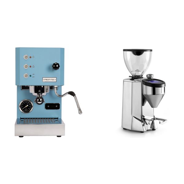 Profitec GO, blue + Rocket Espresso FAUSTO 2.1, chrome