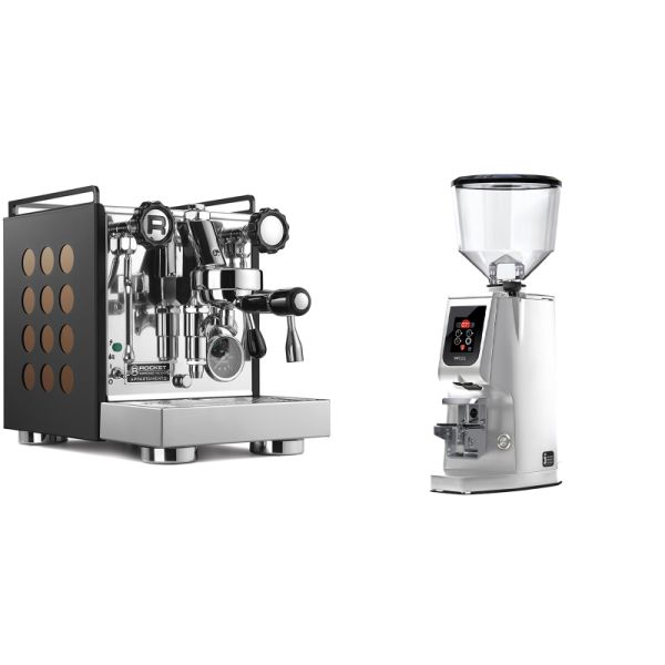 Rocket Espresso Appartamento, black/copper + Eureka Atom W 65, chrome