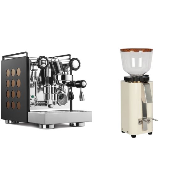 Rocket Espresso Appartamento, black/copper + ECM C-Manuale 54, cream, olive