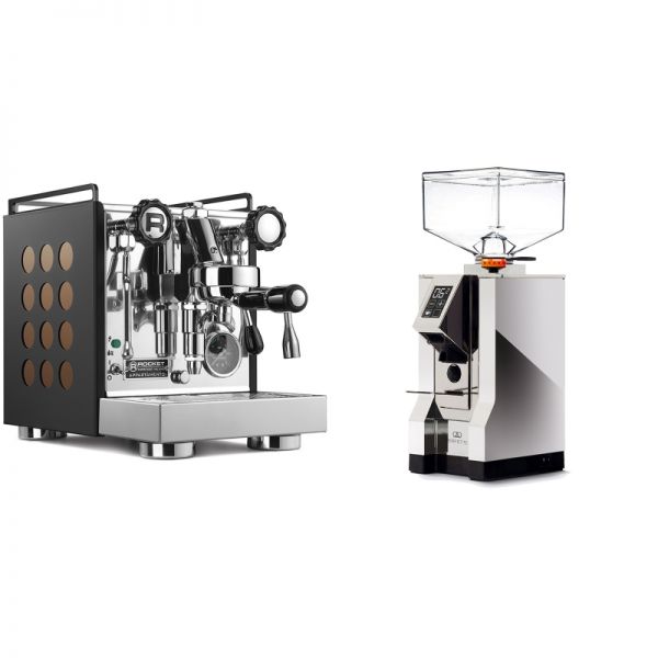 Rocket Espresso Appartamento, black/copper + Eureka Mignon Perfetto, CR chrome