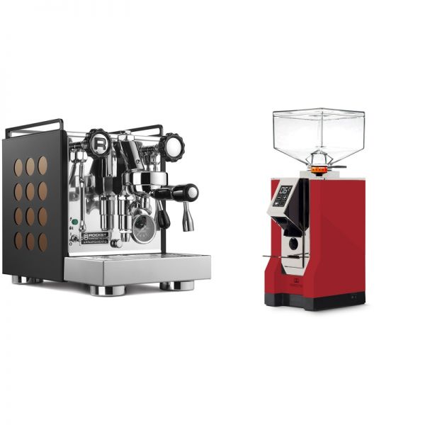 Rocket Espresso Appartamento, black/copper + Eureka Mignon Perfetto, CR ferrari red
