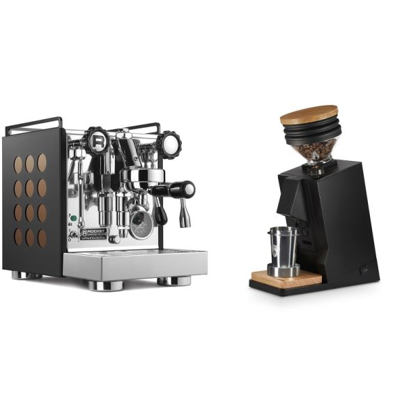 Rocket Espresso Appartamento, black/copper + Eureka Mignon Single Dose, Black & Oak