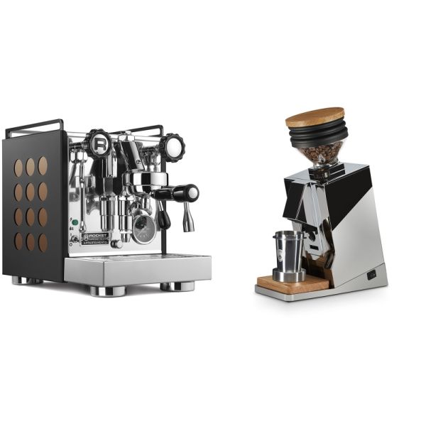 Rocket Espresso Appartamento, black/copper + Eureka Mignon Single Dose, Chrome & Oak