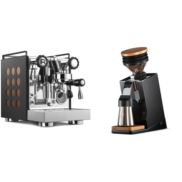 Rocket Espresso Appartamento, black/copper + Eureka Mignon Single Dose PRO, Black & Oak