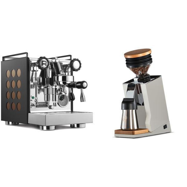 Rocket Espresso Appartamento, black/copper + Eureka Mignon Single Dose PRO, White & Oak