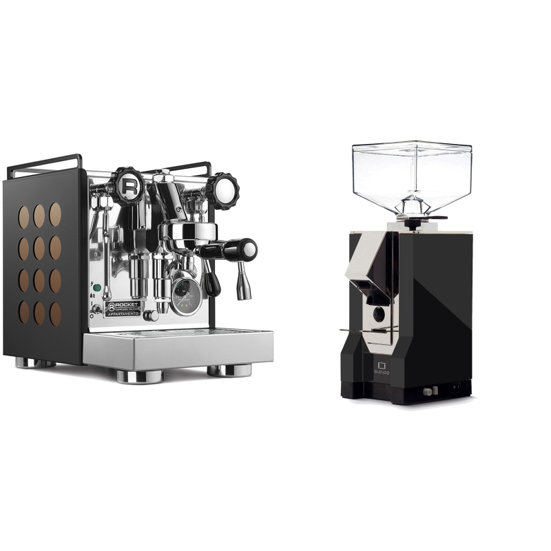 Rocket Espresso Appartamento, black/copper + Eureka Mignon Silenzio, CR black