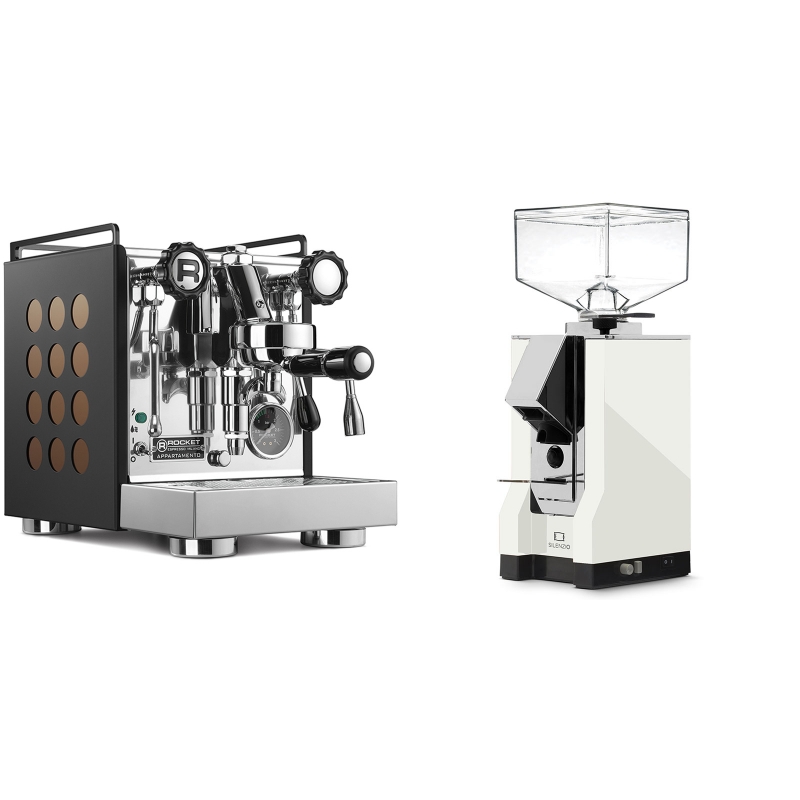 Rocket Espresso Appartamento, black/copper + Eureka Mignon Silenzio, CR white