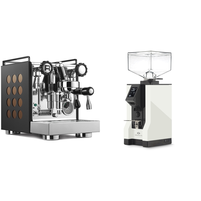 Rocket Espresso Appartamento, black/copper + Eureka Mignon Specialita, BL white