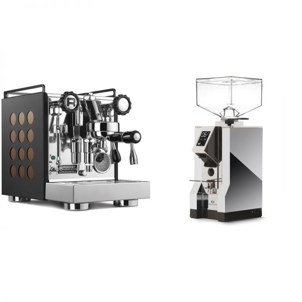 Rocket Espresso Appartamento, black/copper + Eureka Mignon Specialita, CR chrome