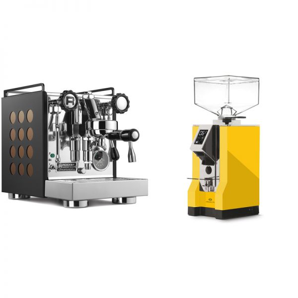 Rocket Espresso Appartamento, black/copper + Eureka Mignon Specialita, CR yellow
