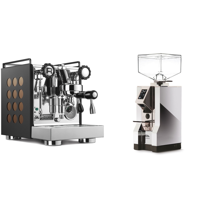 Rocket Espresso Appartamento, black/copper + Eureka Mignon Turbo, CR chrome