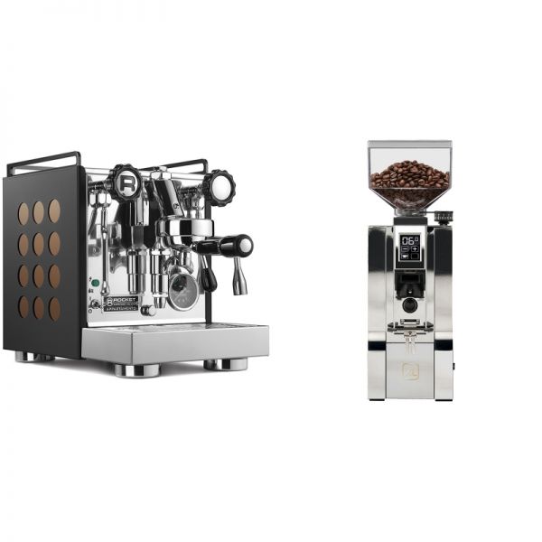 Rocket Espresso Appartamento, black/copper + Eureka Mignon XL, CR chrome