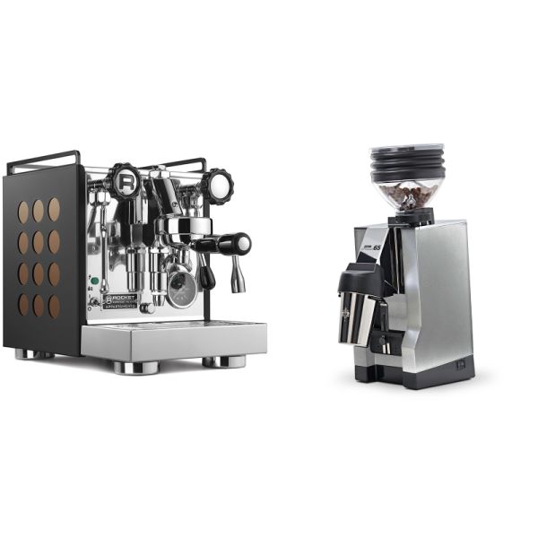 Rocket Espresso Appartamento, black/copper + Eureka Mignon Zero 65 All Purpose, CR chrome