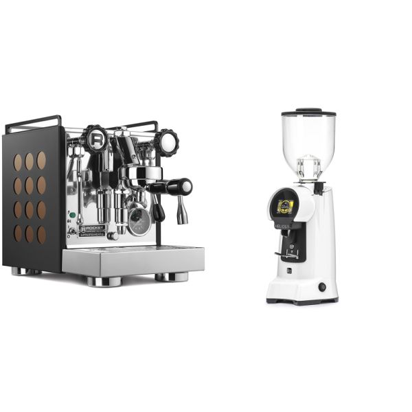 Rocket Espresso Appartamento, black/copper + Eureka Helios 75, white