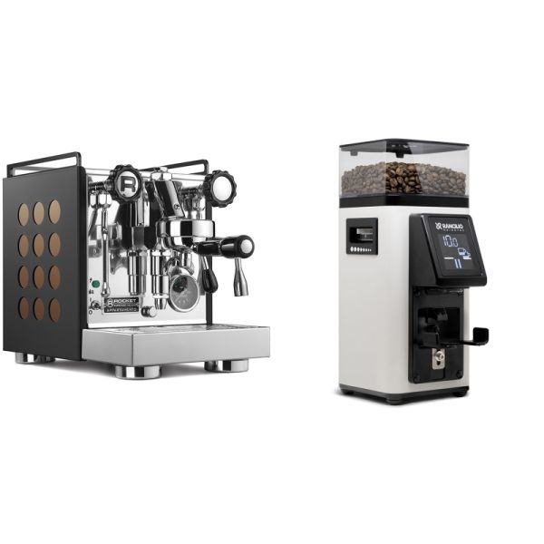 Rocket Espresso Appartamento, black/copper + Rancilio STILE, white