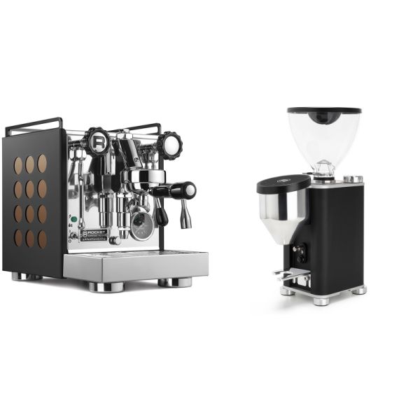 Rocket Espresso Appartamento, black/copper + Rocket Espresso GIANNINO, black/chrome