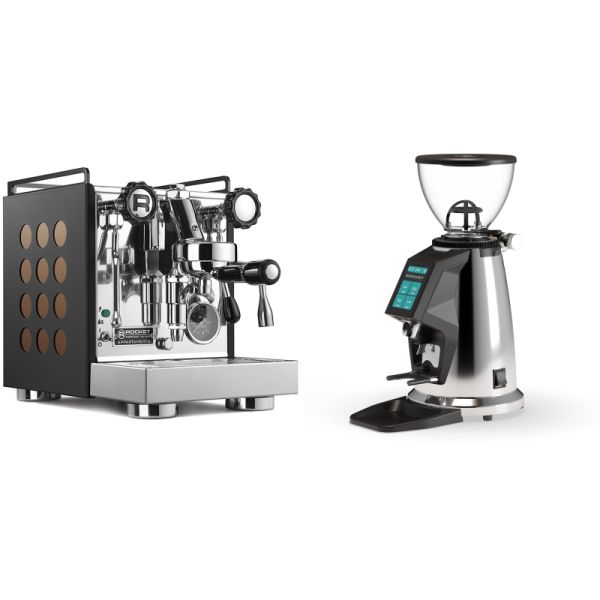 Rocket Espresso Appartamento, black/copper + Rocket Espresso SPLUGA, chrome