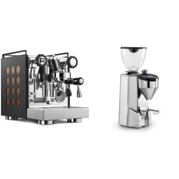 Rocket Espresso Appartamento, black/copper + Rocket Espresso SUPER FAUSTO, chrome