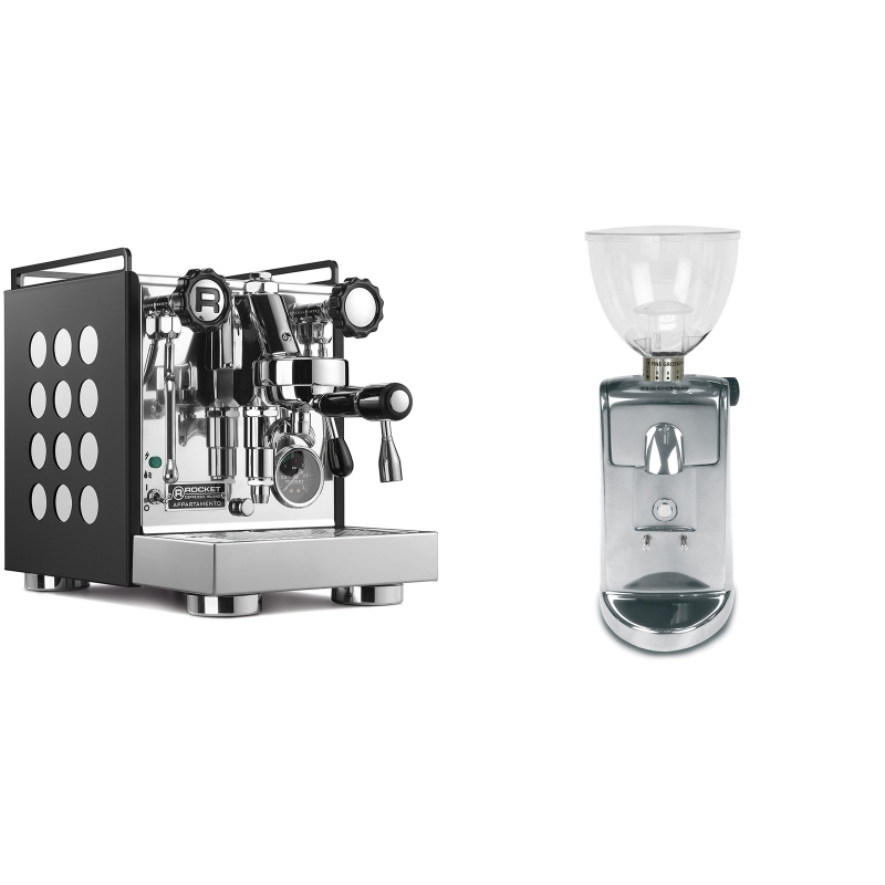 Rocket Espresso Appartamento, black/white + Ascaso i-mini i1, leštěný hliník