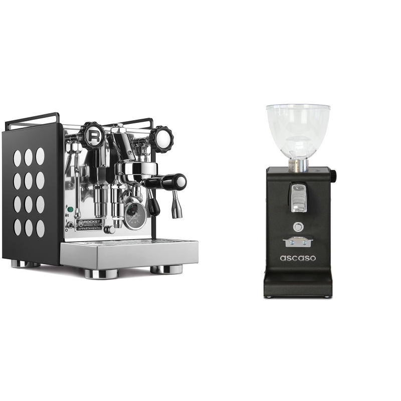 Rocket Espresso Appartamento, black/white + Ascaso i-steel, černá